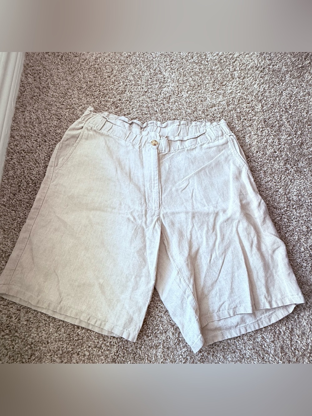 J. Jill Love Linen High Rise 100% Linen Pull-On Elastic Patch Pocket Shorts 1X